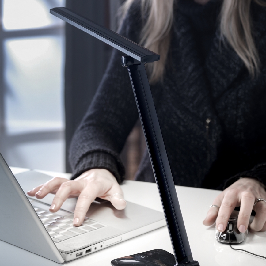 ONLI - Светодиодная настольная лампа с регулированием яркости и USB-портом DESKI LED/7W/230V 4000K черный