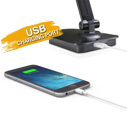 ONLI - Светодиодная настольная лампа с регулированием яркости и USB-портом DESKI LED/7W/230V 4000K черный