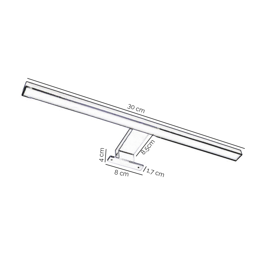 ONLI - Светодиодная подсветка для зеркала в ванной комнате NEMO LED/4,5W/230V 4000K 30 см IP44 блестящий хром