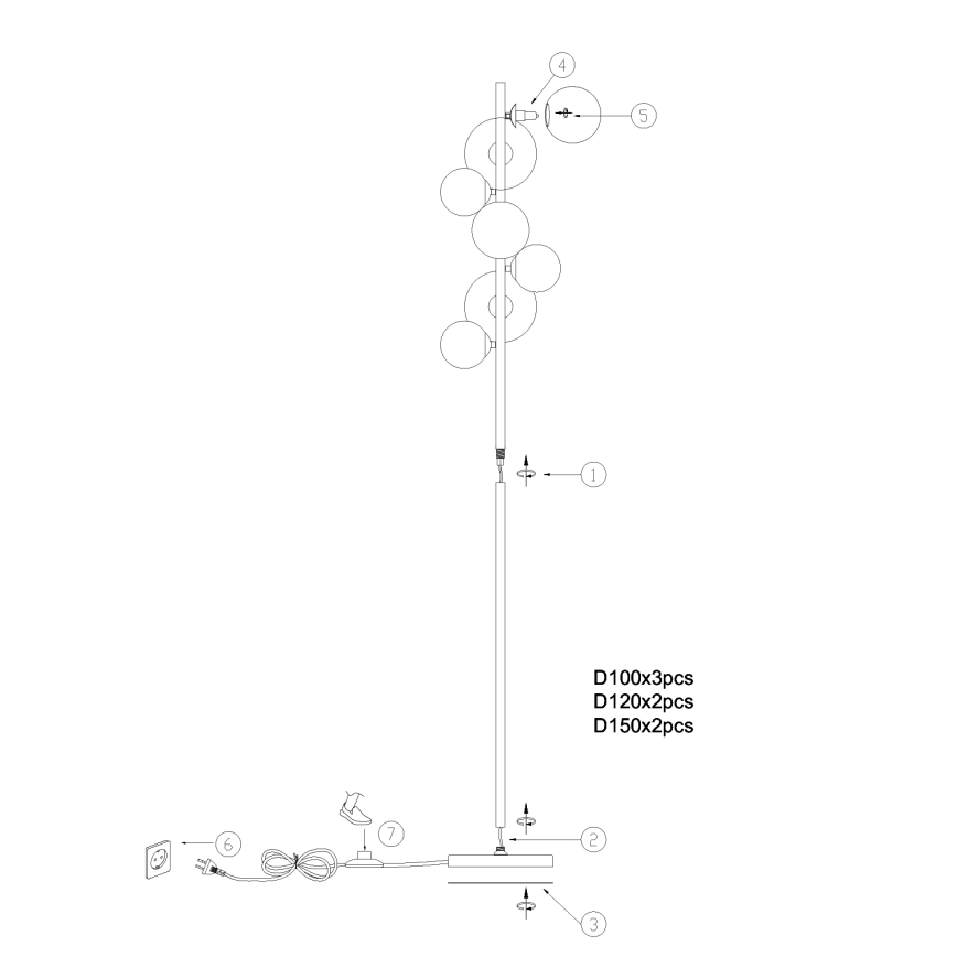 ONLI - Торшер PALOMA 7xG9/10W/230V золотий