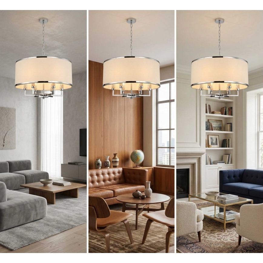 Open Design OR80216 - Люстра на ланцюгу CASA 6xE14/15W/230V кремова/блискучий хром