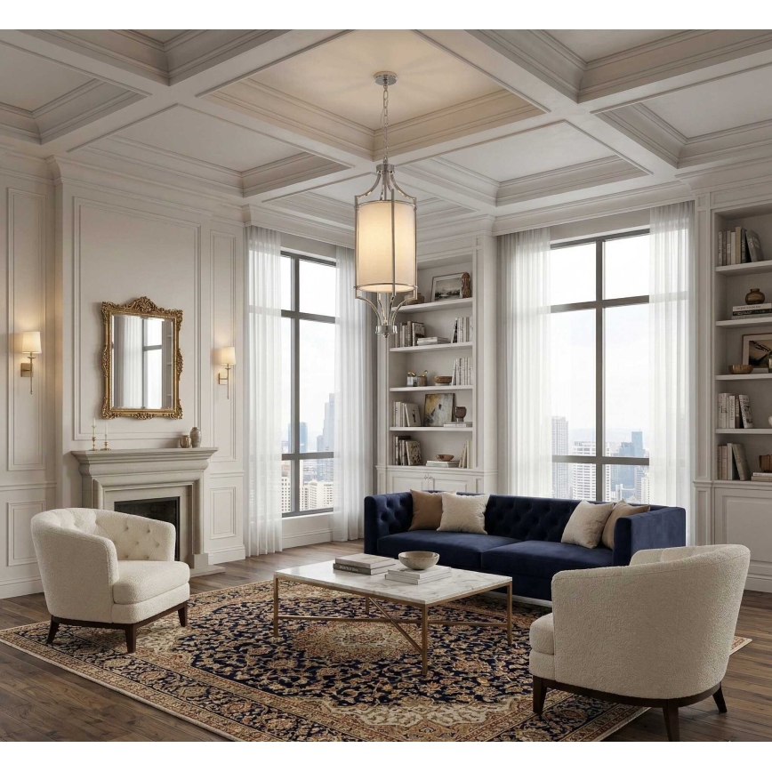 Open Design OR80551 - Люстра на цепи LUNGA 1xE27/15W/230V глянцевый хром/белый