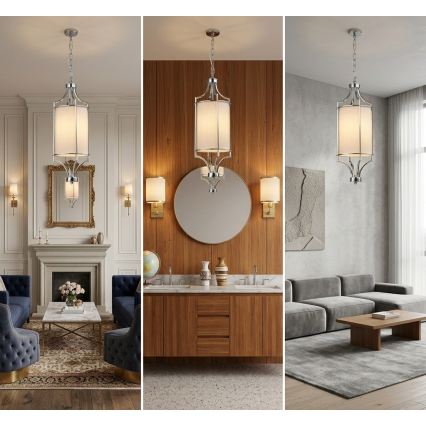 Open Design OR80551 - Люстра на цепи LUNGA 1xE27/15W/230V глянцевый хром/белый