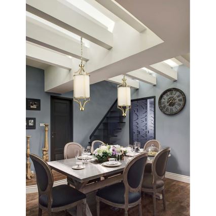 Open Design OR80568 - Подвесная люстра на цепи LUNGA 1xE27/15W/230V латунь/белая