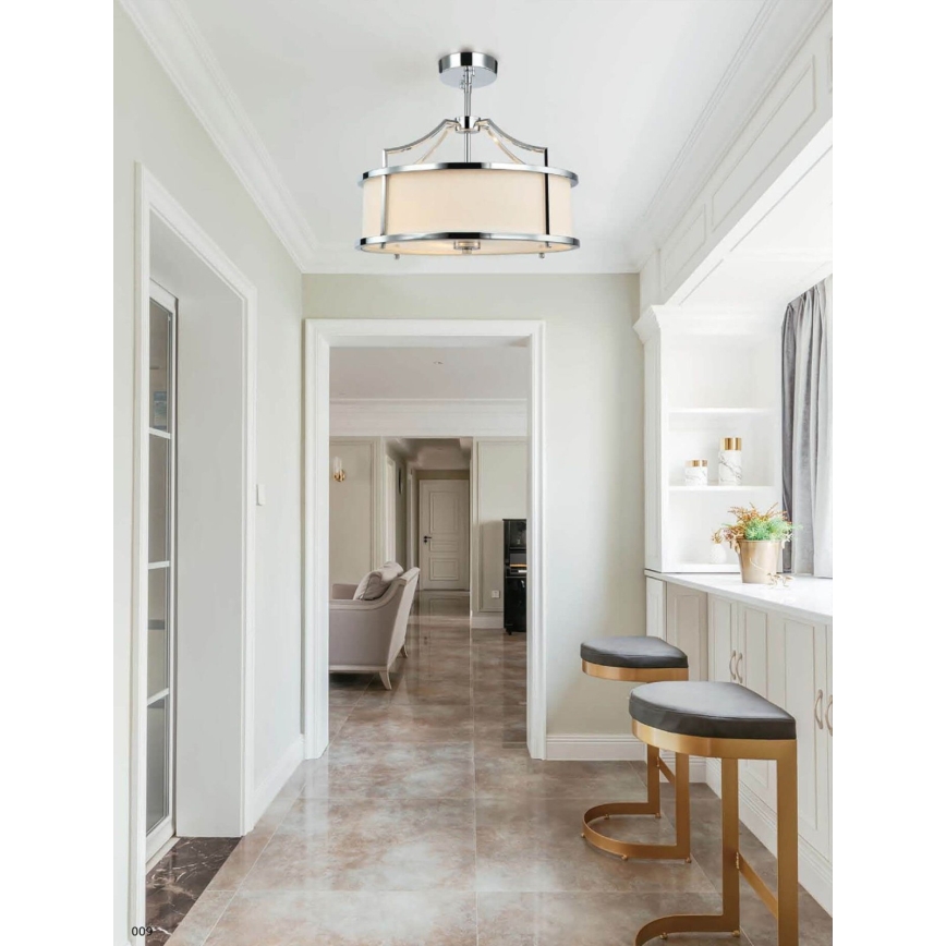 Open Design OR80865 - Люстра на штанге STANZA 3xE27/15W/230V, диаметр 42 см, глянцевый хром/белый