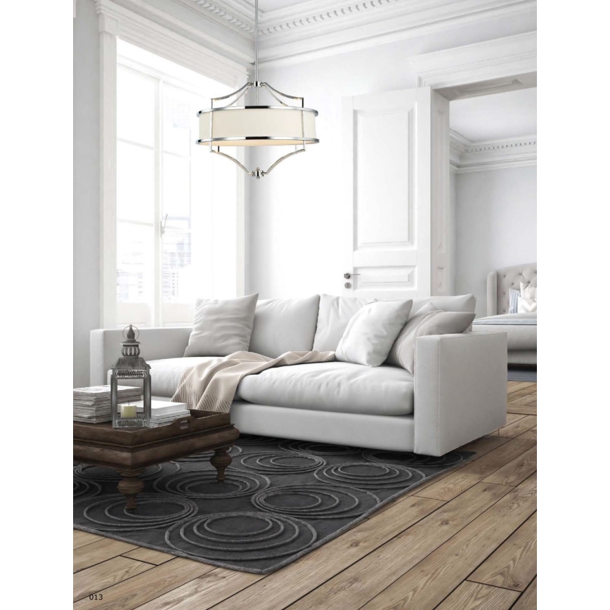 Open Design OR80919 - Люстра на штанзі STESSO 4xE27/15W/230V, діаметр 55 см, глянцевий хром/білий