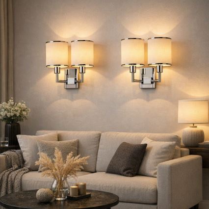 Open Design OR81497 - Настенный светильник CASA 2xE14/12W/230V полированный хром/кремовый