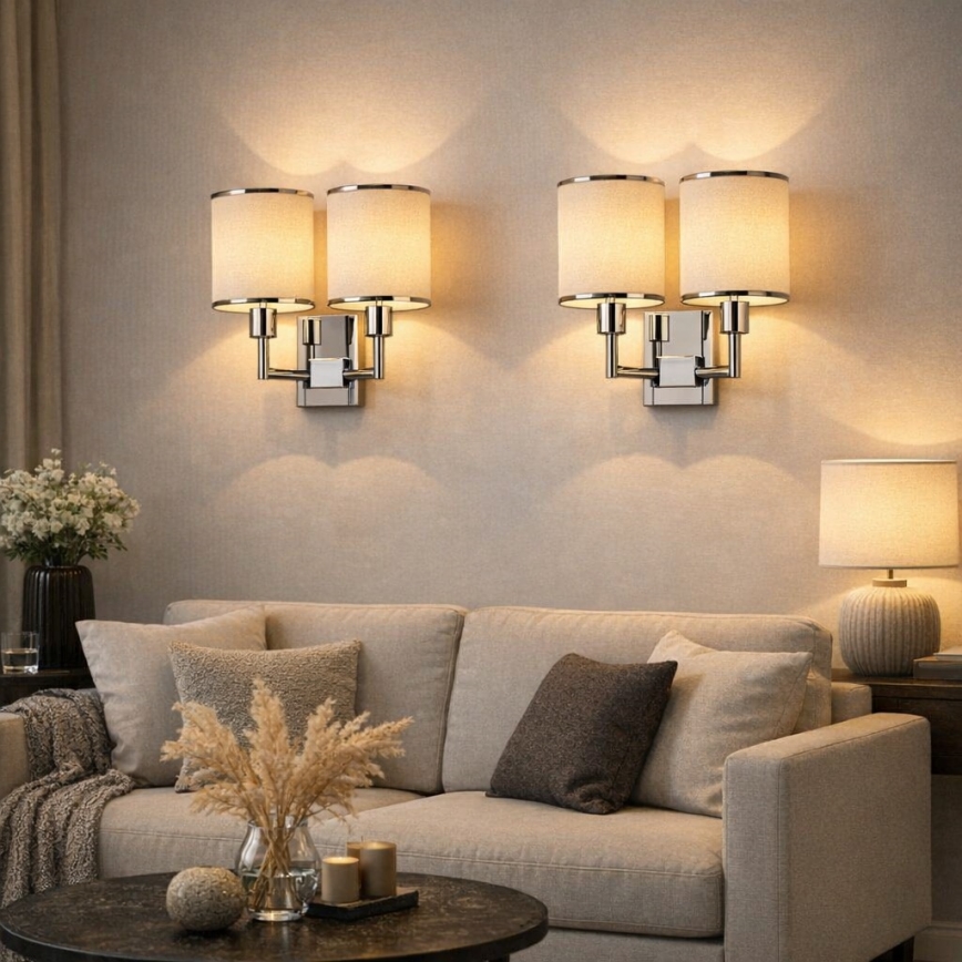 Open Design OR81497 - Настенный светильник CASA 2xE14/12W/230V полированный хром/кремовый