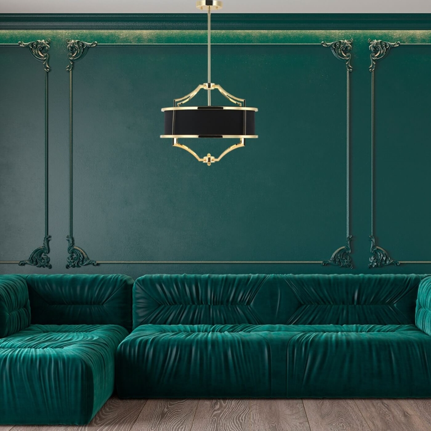 Open Design OR84153 - Люстра на штанзі STESSO 4xE27/15W/230V діаметр 42 см золота/чорна