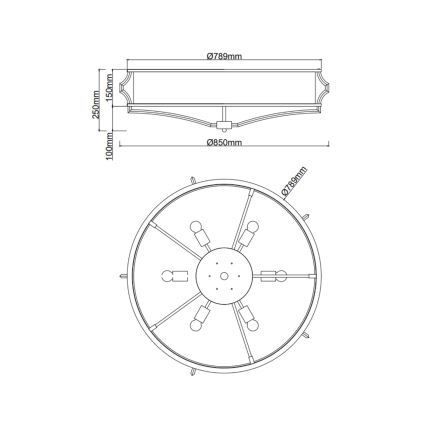 Open Design OR84467 - Потолочный светильник STESSO 6xE27/12W/230V Ø 85 см золотой/чёрный
