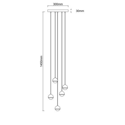 Open Design OR85518 - LED-люстра на тросі BOLICINA 5xLED/5W/230V золота/чорна