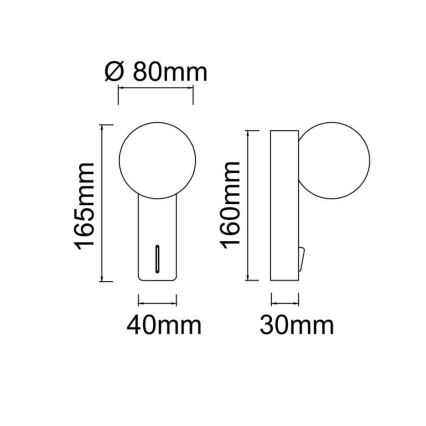 Open Design OR85570 - Настінний світильник BOLETTA 1xG9/8W/230V чорний