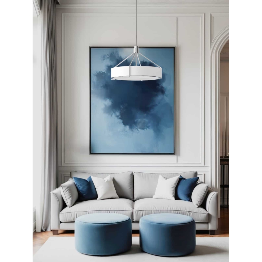 Open Design OR85624 - Люстра на штанге DORETTO, 4xE27/15W/230V, диаметр 50 см, матовый хром/белый