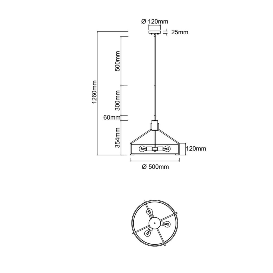 Open Design OR85624 - Люстра на штанге DORETTO, 4xE27/15W/230V, диаметр 50 см, матовый хром/белый
