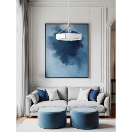 Опен Дизайн ОР85655 - Люстра на штанзі ДОРЕТТО 6xE27/15W/230V діаметр 70 см матовий хром/білий