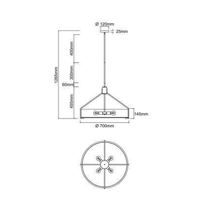 Open Design OR85662 - Люстра на штанге DORETTO 6xE27/15W/230V диаметр 70 см золотой/белый