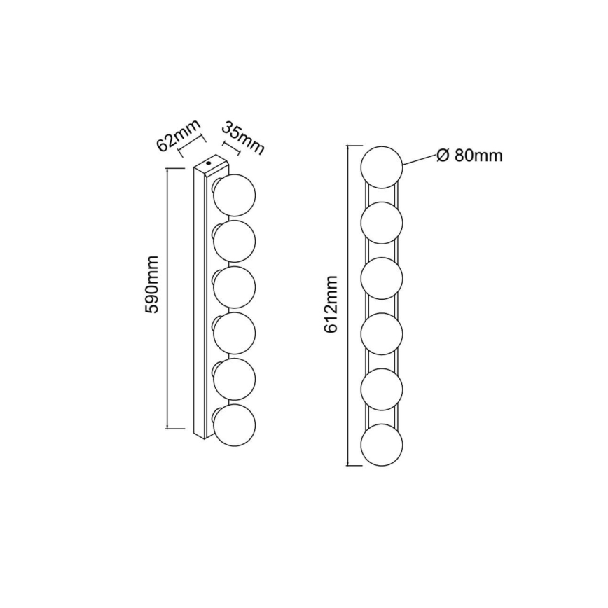 Open Design OR85693 - Настенный светильник для ванной комнаты MERINO 6xG9/8W/230V 61 см IP44 глянцевый хром