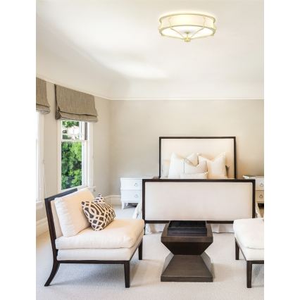 Open Design OR84443 - Стельовий світильник STESSO 6×E27/12W/230V, діаметр 85 см, латунь/білий