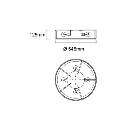 Open Design OR85983 - Стельовий світильник ZALINDRO 4xE27/15W/230V, діам. 54,5 см, білий/чорний