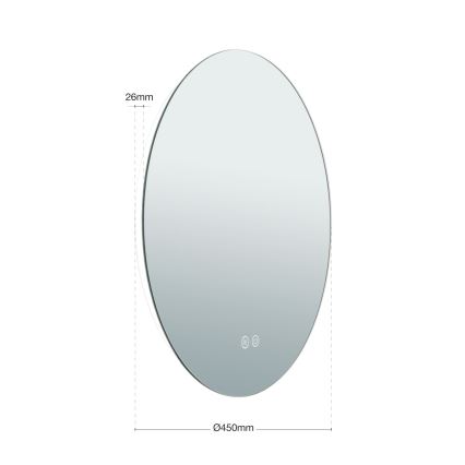 Светодиодное настенное зеркало для ванной с подогревом и подсветкой FOCUS LED/18W/230V 3000/4200/6000K диаметр 45 см IP44