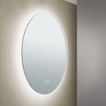 Настенное зеркало для ванной комнаты со светодиодной подсветкой и подогревом FOCUS LED/18W/230V 3000/4200/6000K диаметр 45 см IP44