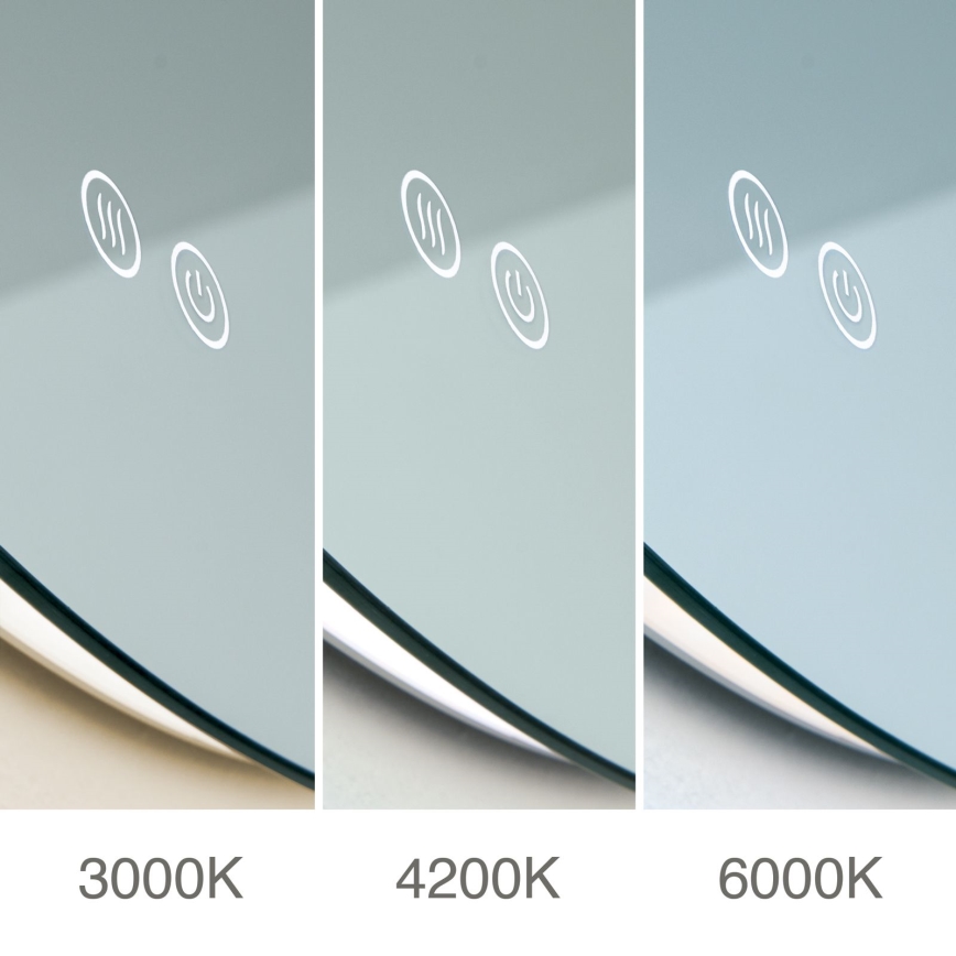 Світлодіодне настінне дзеркало для ванної кімнати з підігрівом та підсвіткою FOCUS LED/25W/230V 3000/4200/6000K діам. 60 см IP44