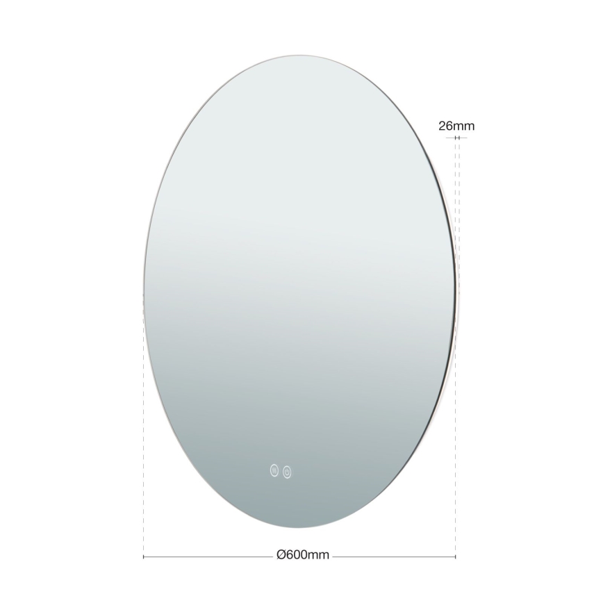 Настенное зеркало для ванной комнаты со светодиодной подсветкой и подогревом FOCUS LED/25W/230V 3000/4200/6000K диаметр 60 см IP44