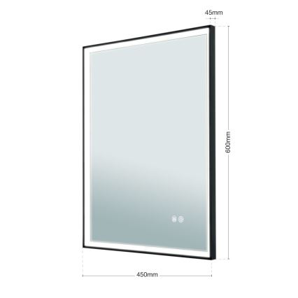 Настенное зеркало для ванной комнаты со светодиодной подсветкой и подогревом FRAME LED/48W/230V 3000/4000/6000K 60x45 см IP44