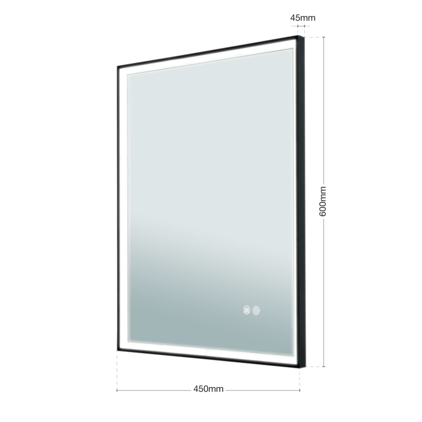 Настенное зеркало для ванной комнаты со светодиодной подсветкой и подогревом FRAME LED/48W/230V 3000/4000/6000K 60x45 см IP44