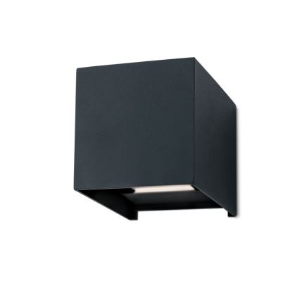 Вуличний світлодіодний настінний світильник CUBE 2xLED/3W/230V IP54 антрацит
