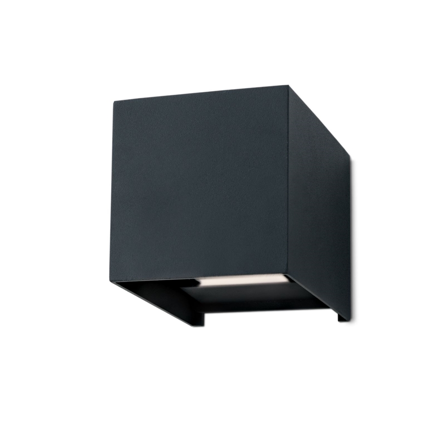 Вуличний світлодіодний настінний світильник CUBE 2xLED/3W/230V IP54 антрацит