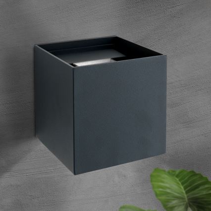 Вуличний світлодіодний настінний світильник CUBE 2xLED/3W/230V IP54 антрацит