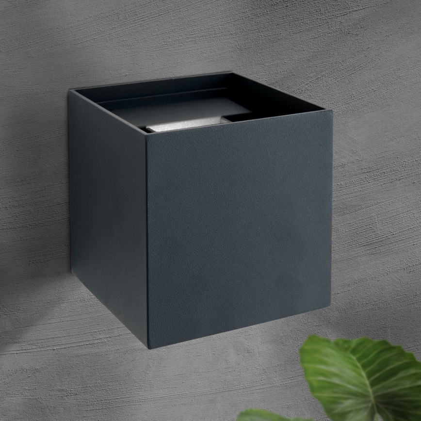 Вуличний світлодіодний настінний світильник CUBE 2xLED/3W/230V IP54 антрацит