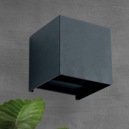 Вуличний світлодіодний настінний світильник CUBE 2xLED/3W/230V IP54 антрацит