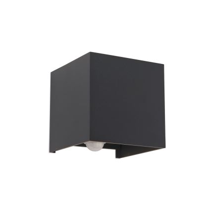 LED Вуличний настінний світильник з датчиком руху і освітленості CUBE-S LED/13W/230V IP54 антрацит