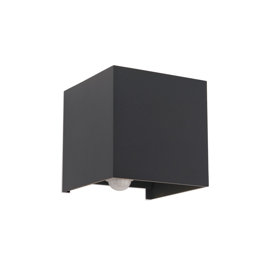 LED Вуличний настінний світильник з датчиком руху і освітленості CUBE-S LED/13W/230V IP54 антрацит