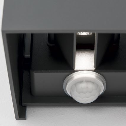 LED Вуличний настінний світильник з датчиком руху і освітленості CUBE-S LED/13W/230V IP54 антрацит