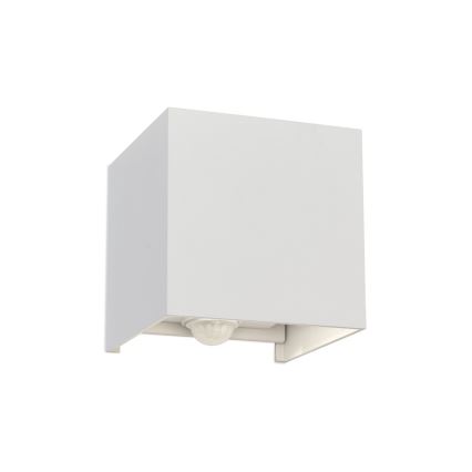 LED Вуличний настінний світильник з датчиком руху і освітленості CUBE-S LED/13W/230V IP54 білий
