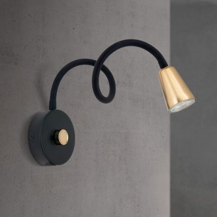 Настінний гнучкий світильник DOTTY з регулюванням яскравості 1xGU10/10W/230V чорний/латунь
