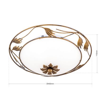 Потолочный светильник FLEUR 2xE27/60W/230V диаметр 40 см бронзовый