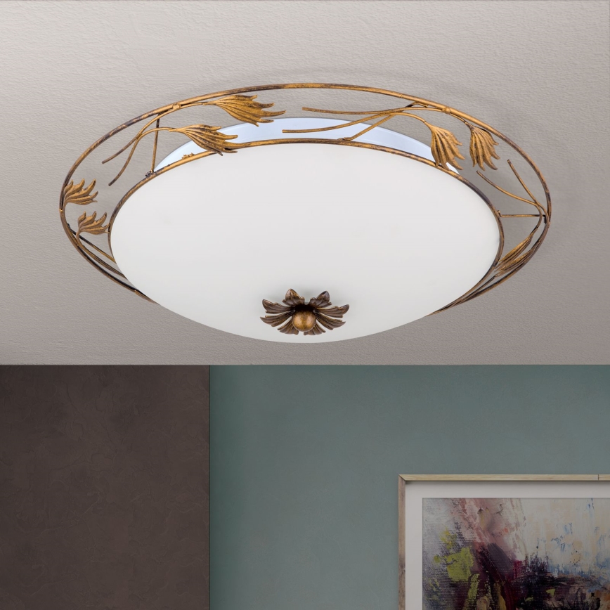 Потолочный светильник FLEUR 3xE27/60W/230V диаметр 50 см бронзовый