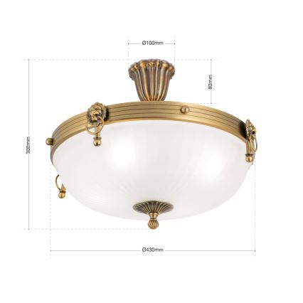 Припотолочная люстра ROCCA 4xE27/60W/230V диаметр 43 см бронзовый/белый