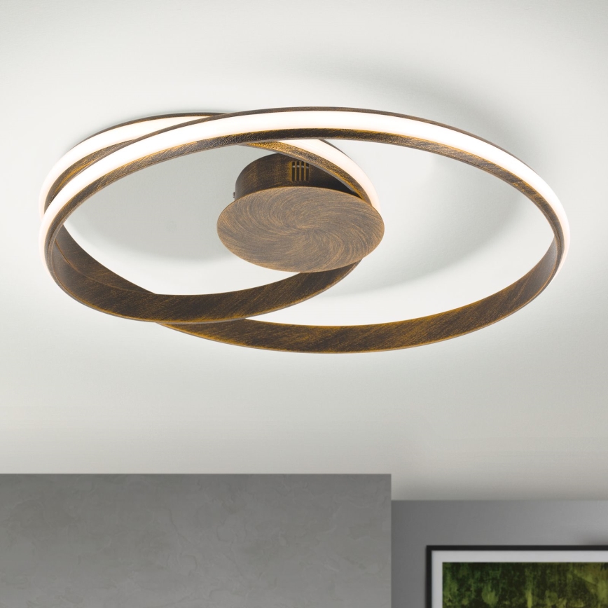 Светодиодный потолочный светильник с регулированием яркости CIRCUS LED/30W/230V коричневый/патина