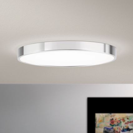 Стельовий LED світильник BULLY LED/28W/230V діаметр 28 см глянцевий хром