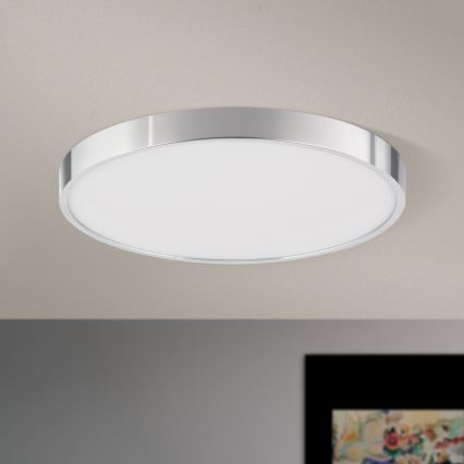 Светодиодный потолочный светильник BULLY LED/28W/230V диаметр 28 см блестящий хром
