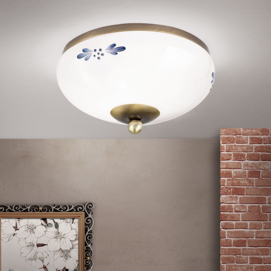Потолочный светильник LANDHAUS 1xE27/60W/230V диаметр 21 см бронзовый/белый