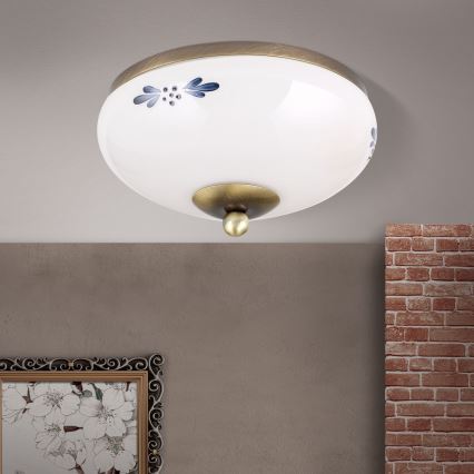 Потолочный светильник LANDHAUS 1xE27/60W/230V диаметр 21 см бронзовый/белый