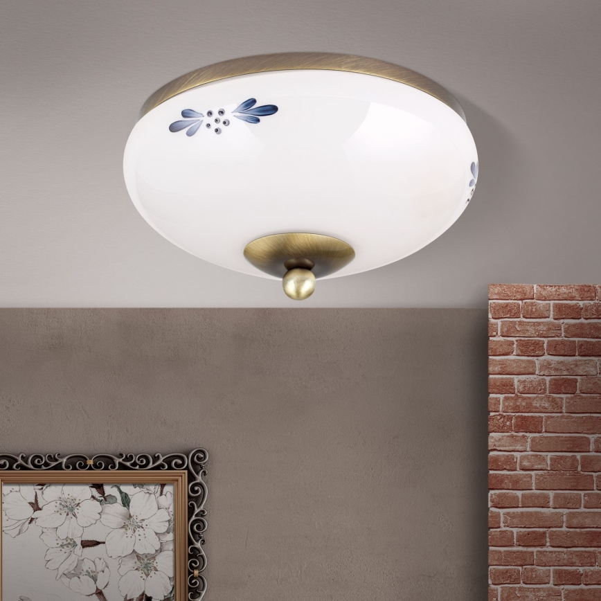 Потолочный светильник LANDHAUS 1xE27/60W/230V диаметр 21 см бронзовый/белый