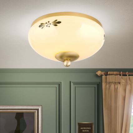 Потолочный светильник LANDHAUS 1xE27/60W/230V диаметр 21 см латунь/бежевый