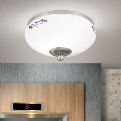 Стельовий світильник LANDHAUS 1xE27/60W/230V діаметр 21 см матовий хром/білий